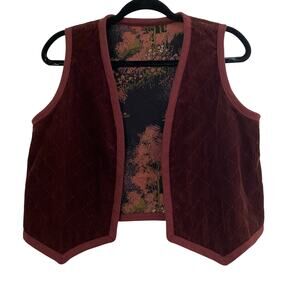 Vintage Handmade Vest Corduroy Burgundy Red Womens No Size Medium Maybe?